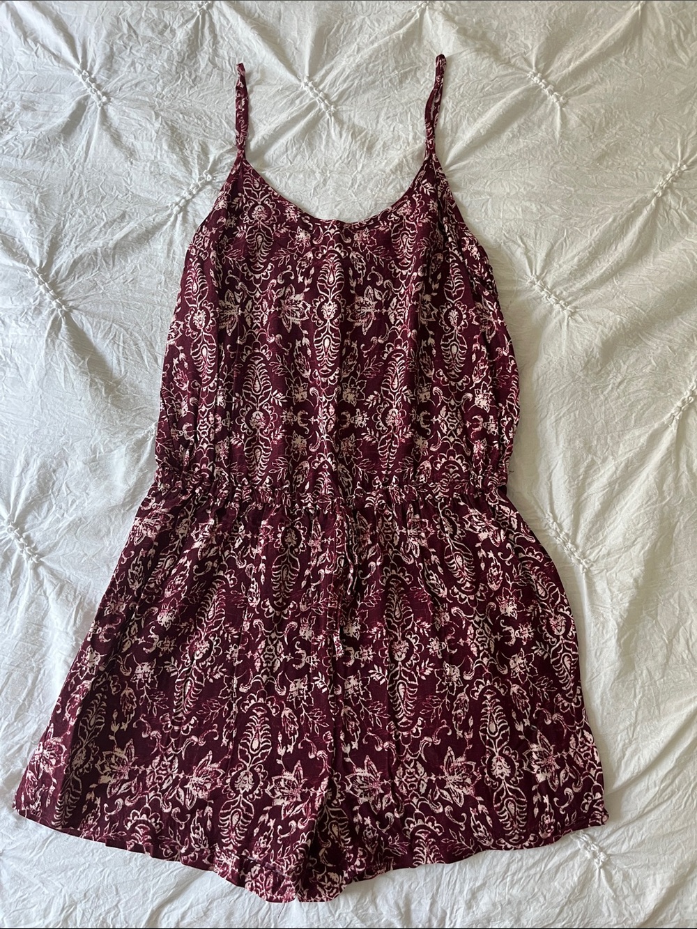 Aeropostale Burgundy and Cream Printed Romper